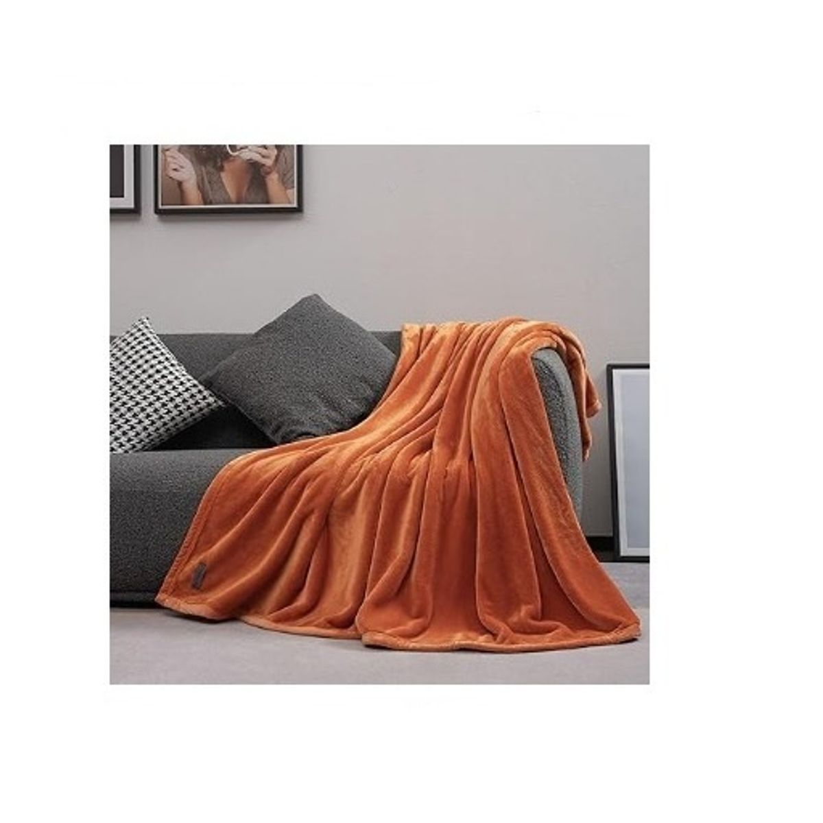 GENERICO - Manta 2 plazas arrullo de felpa de terciopelo suave naranja
