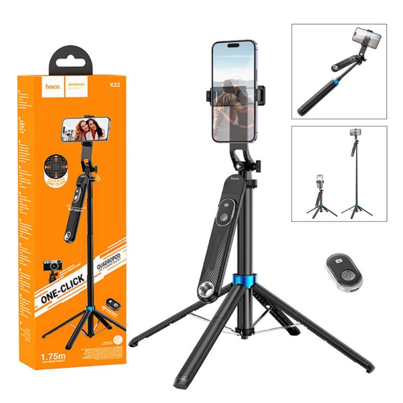 HOCO - Tripode Celular Soporte Telefono Selfie Stick Bluetooth 175M HOCO K22