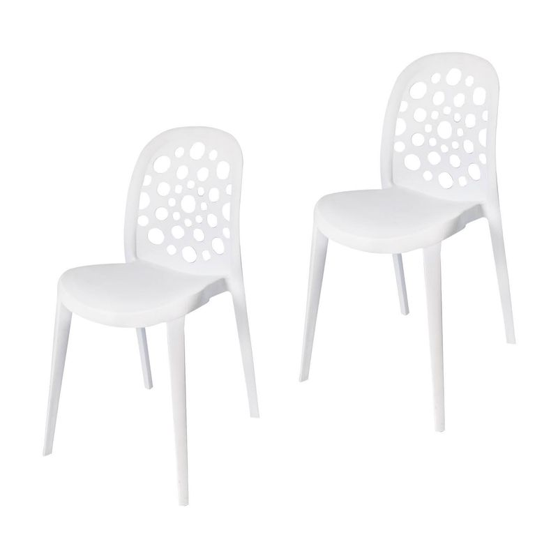 ARKIMUEBLES - Silla de polipropileno modelo Sabrina blanco - set 2 sillas