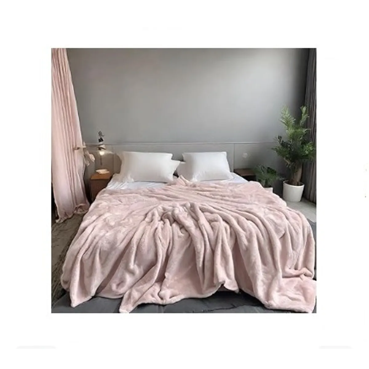 GENERICO - Manta 2 plazas arrullo de felpa de terciopelo suave palo rosa