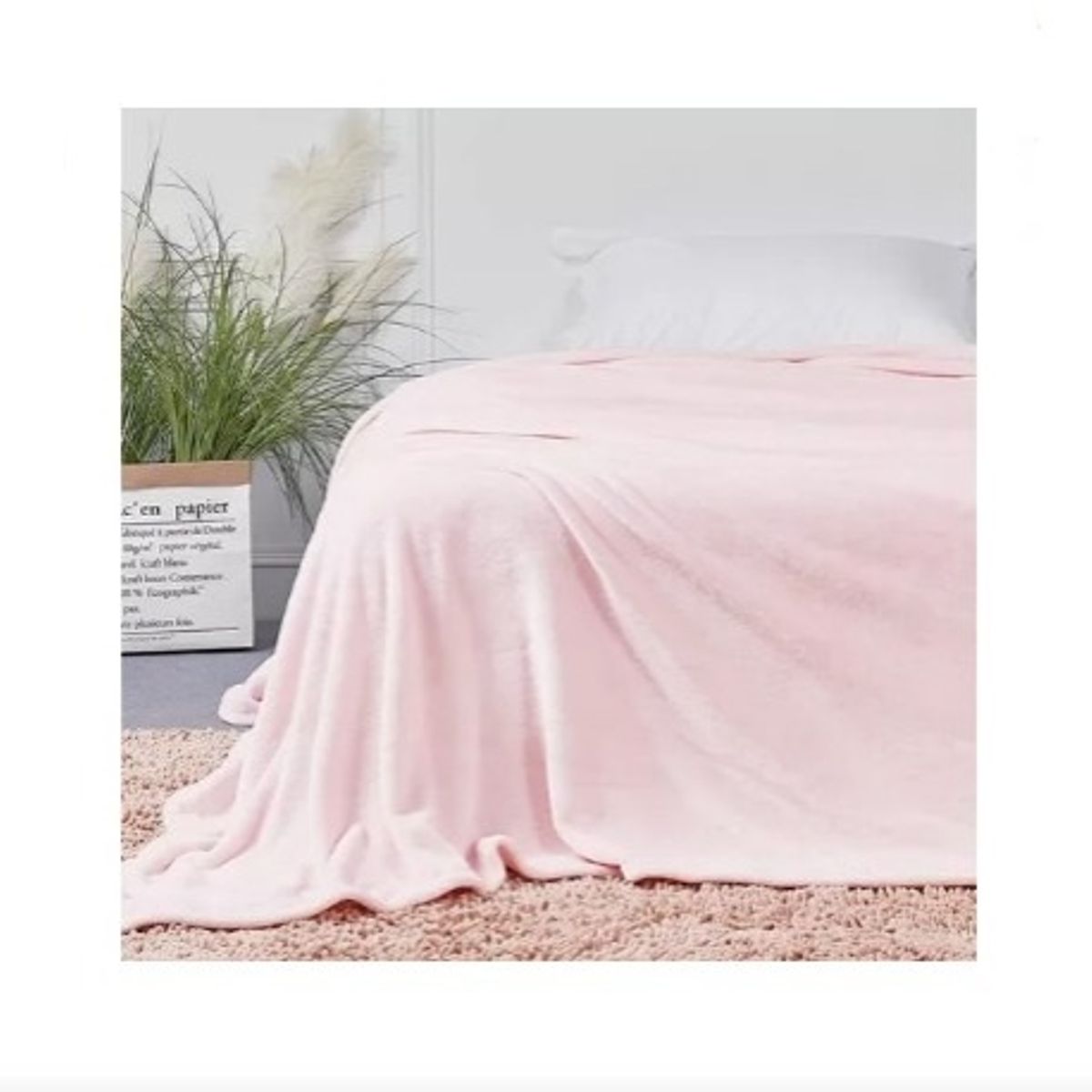 GENERICO - Manta 2 plazas arrullo de felpa de terciopelo suave rosado bebé