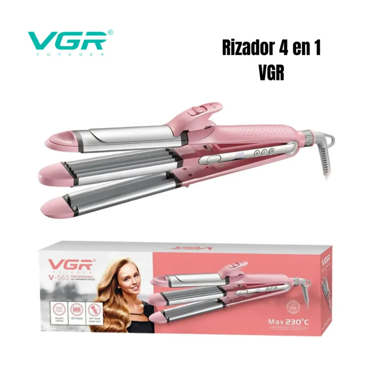 SEISA - Rizadora Profesional Ondulador para Cabello 3 Cabezales Barriles VGR