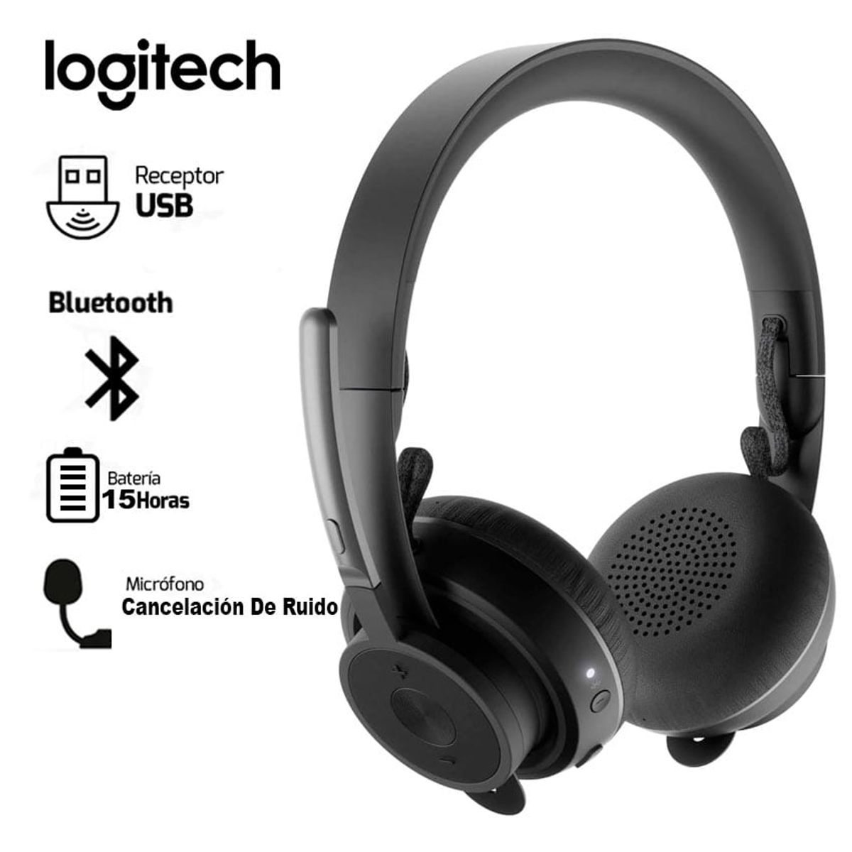 LOGITECH - Logitech Zone Wireless Bluetooth Auriculares Certificados Microsoft