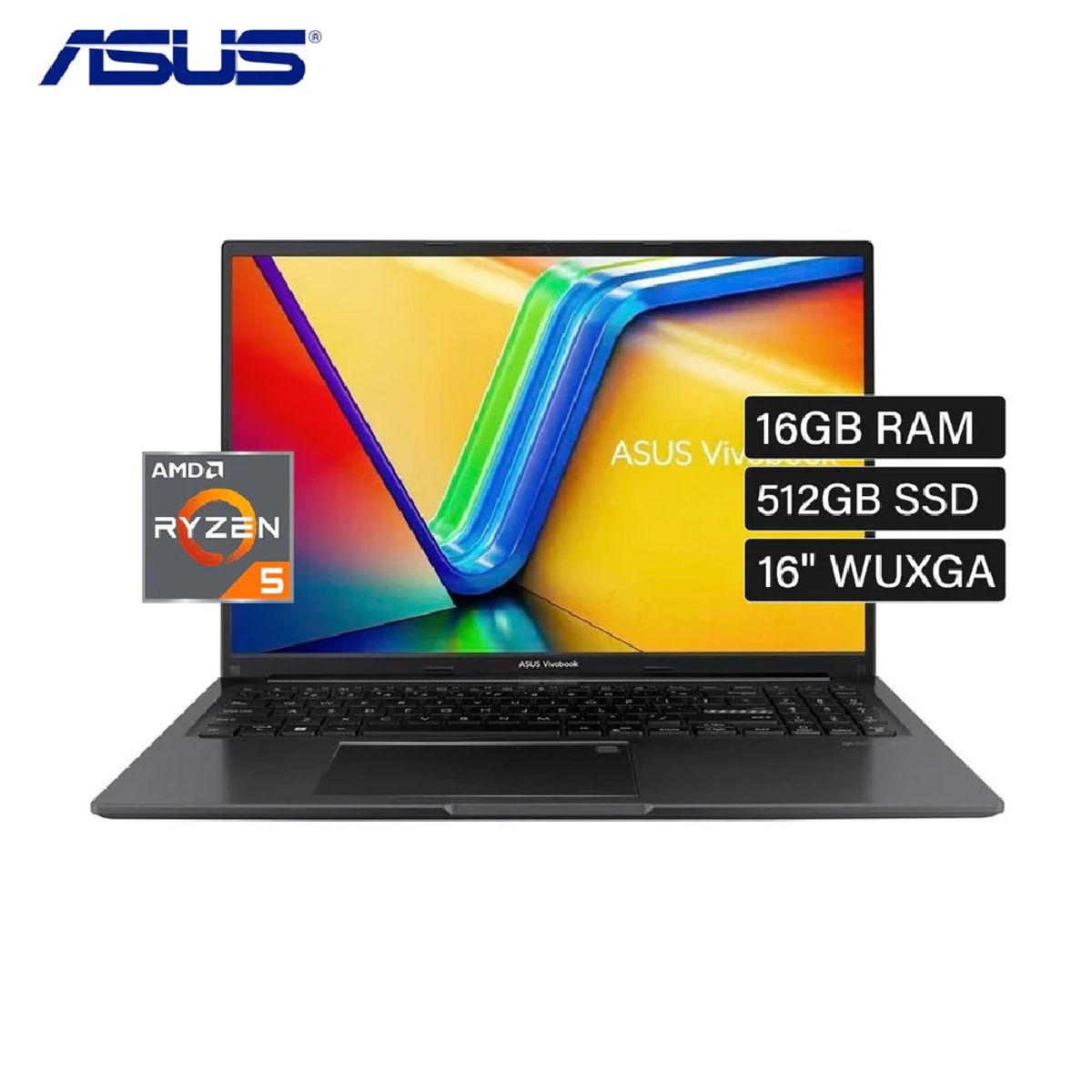 ASUS - Laptop Asus Vivobook M1605Y 16" WUXGA, AMD Ryzen 5 7430U 16GB 512GB SSD S.O. Free DOS negro