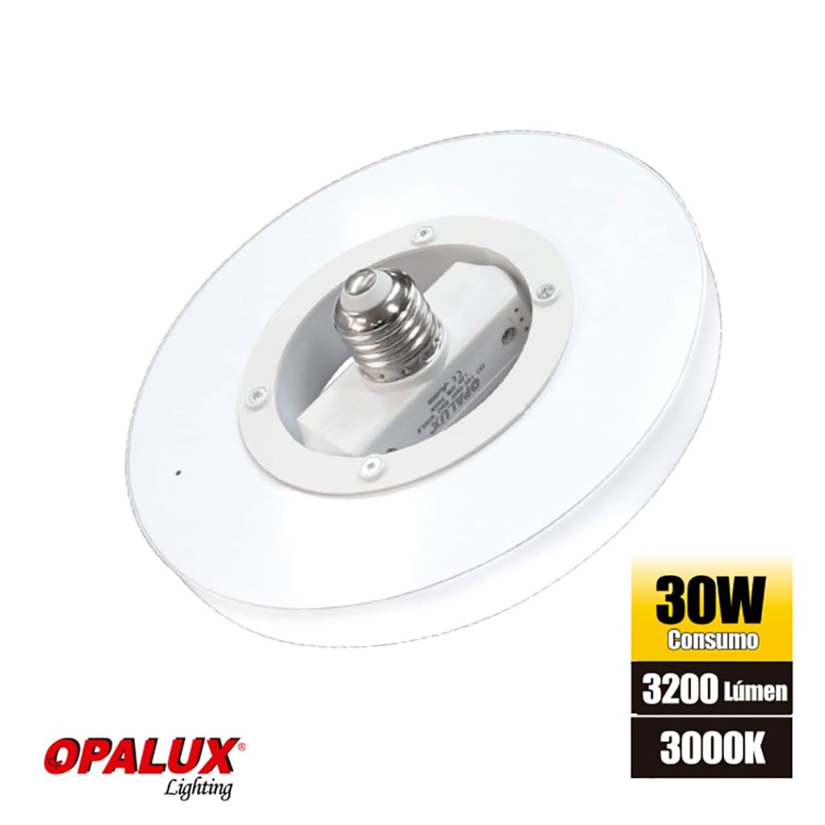 OPALUX - Luminaria Circular 30w OPALUX 180° E27 Luz CÁLIDA LED Hogar