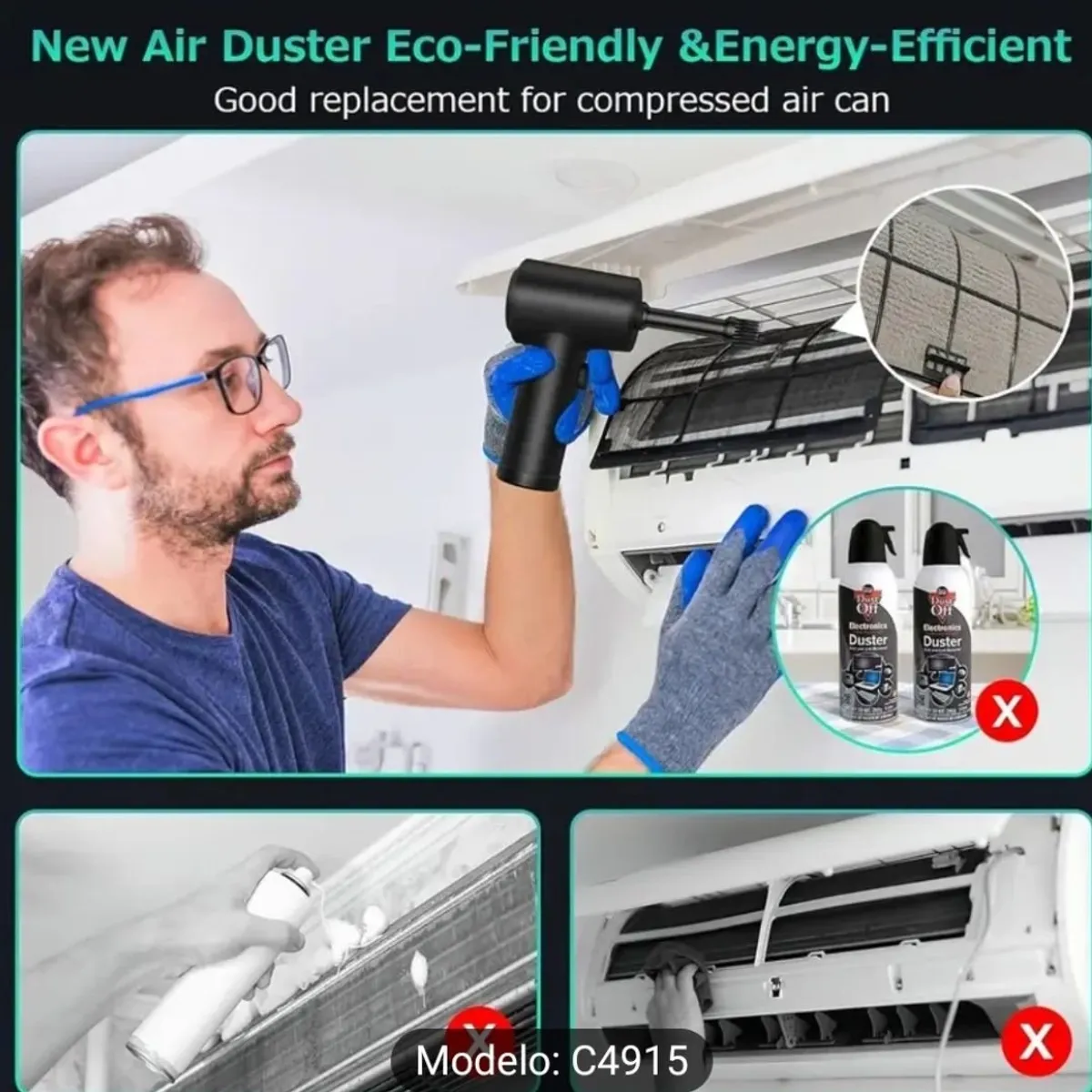 GENERICO - Pistola Pulverizador Limpiador de Polvo Portátil Recargable por USB