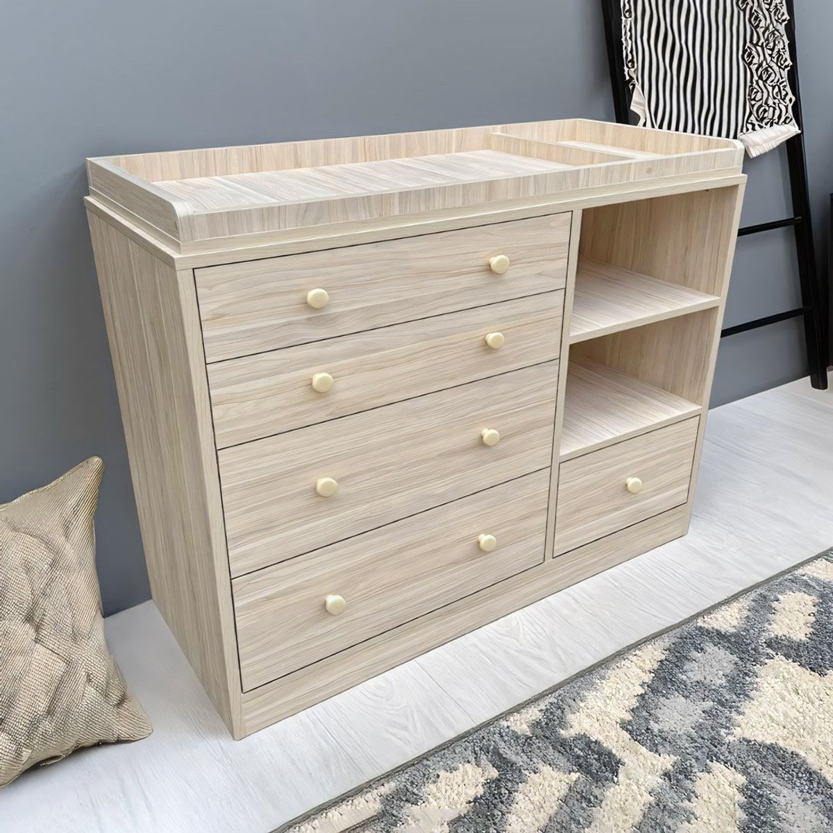 GENERICO - Cómoda Cambiador Para Bebé Amore 5 Cajones Manzano 100 cm Huk