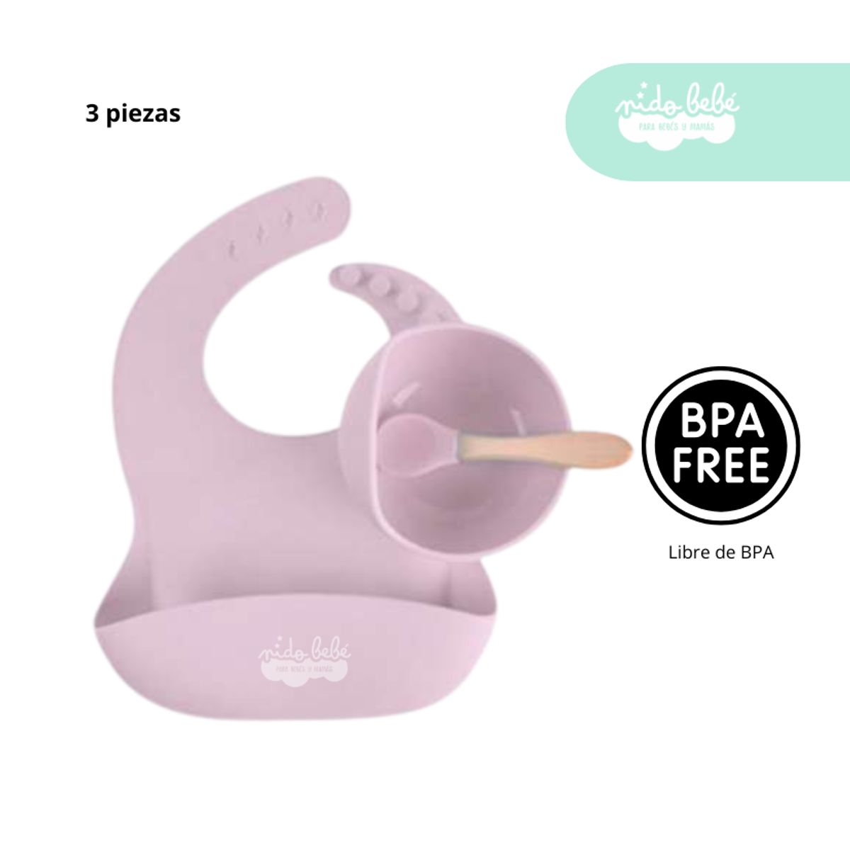 GENERICO - Set de alimentación de bebé 3 Rosita