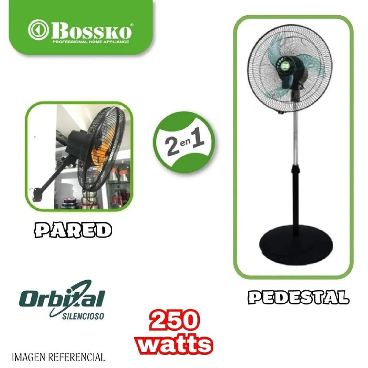 BOSSKO - Ventilador Bossko Orbital 16" 2 en 1  - BK-8223VO - VERDE