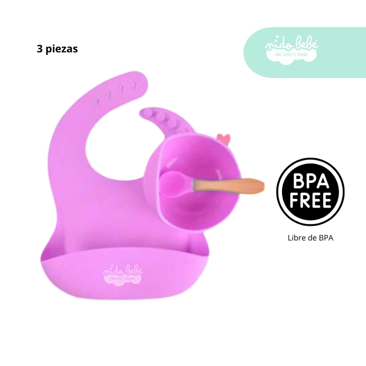 GENERICO - Set de alimentación de bebé 3 piezas Pink