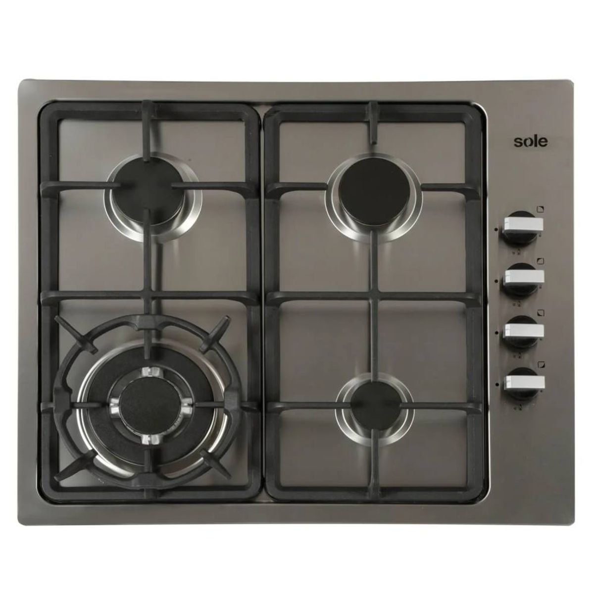SOLE - ENCIMERA A GAS ACERO INOX. 58CM 4 QUEMADORES SOLE A SOLCO036