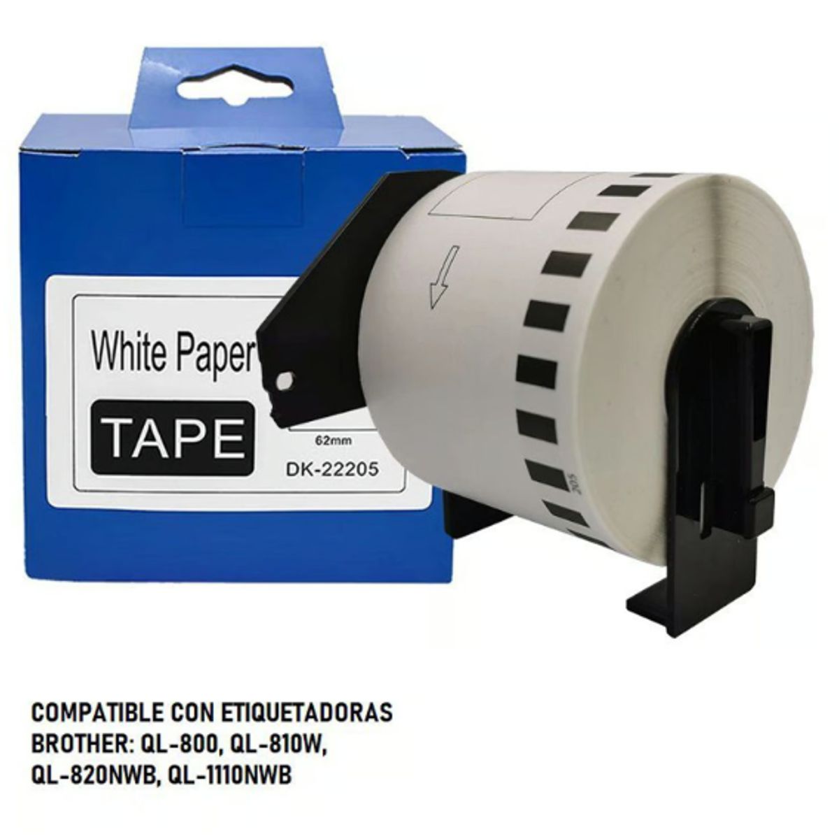 GENERICO - CINTA BROTHER COMPATIBLE DK-2205 62MM LETRA NEGRO SOBRE BLANCO