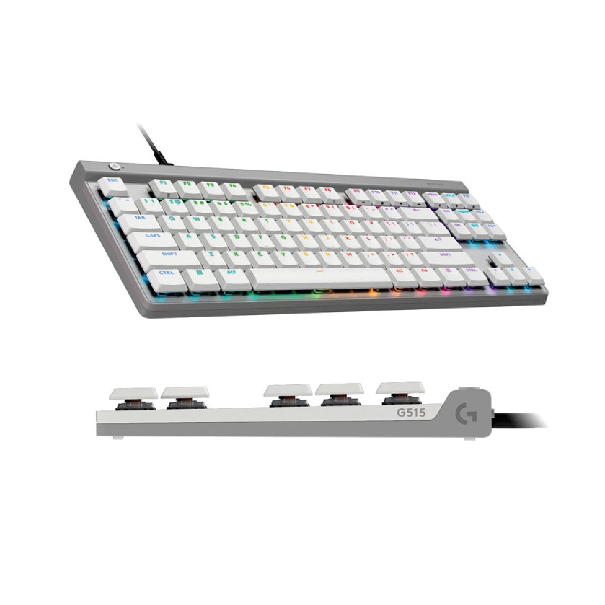 LOGITECH - Teclados Gaming Logitech G G515 TKL Wired LightSync RGB Blanco