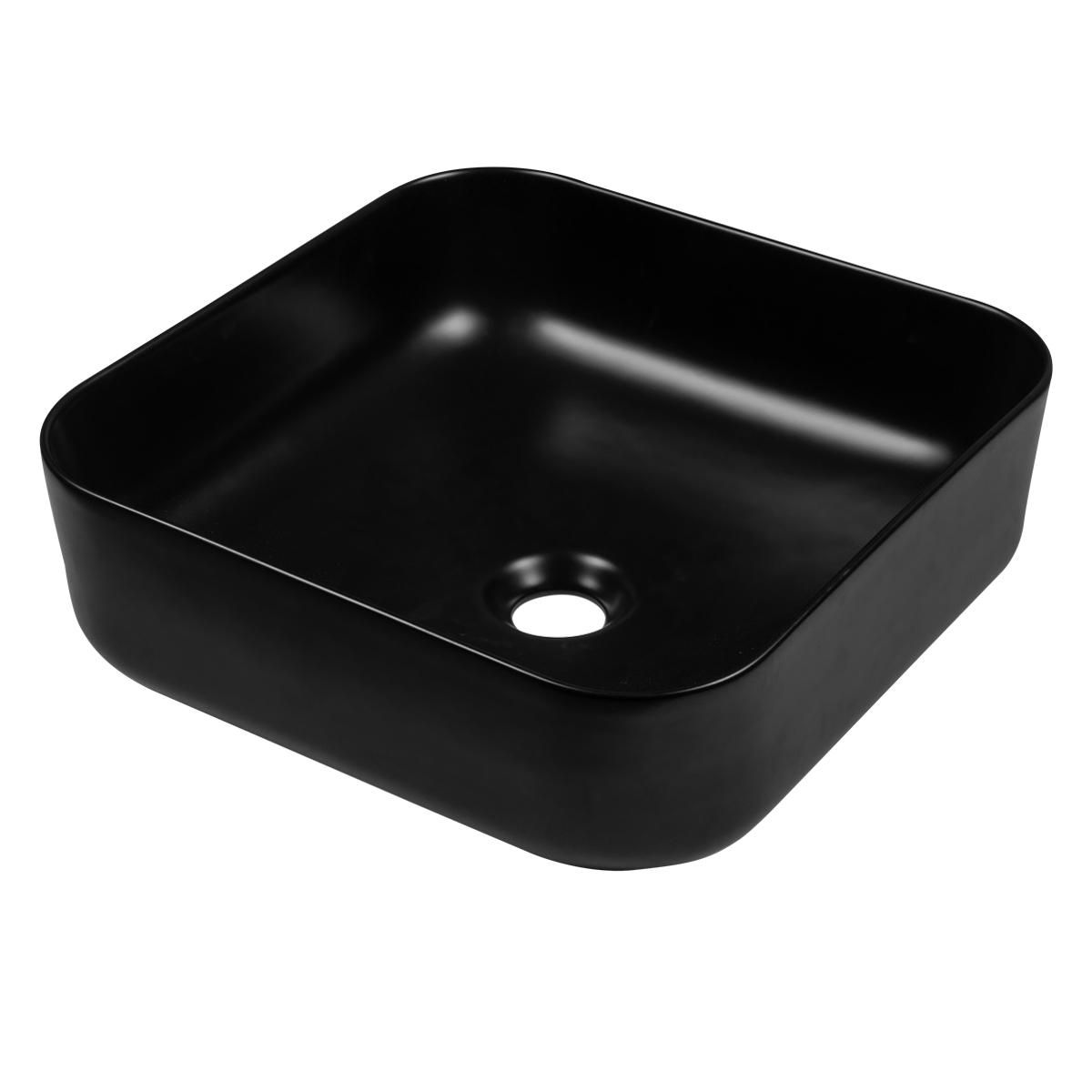 TREBOL - Bowl de Loza Mod Cuadrado Negro Matte 39x39x14cm