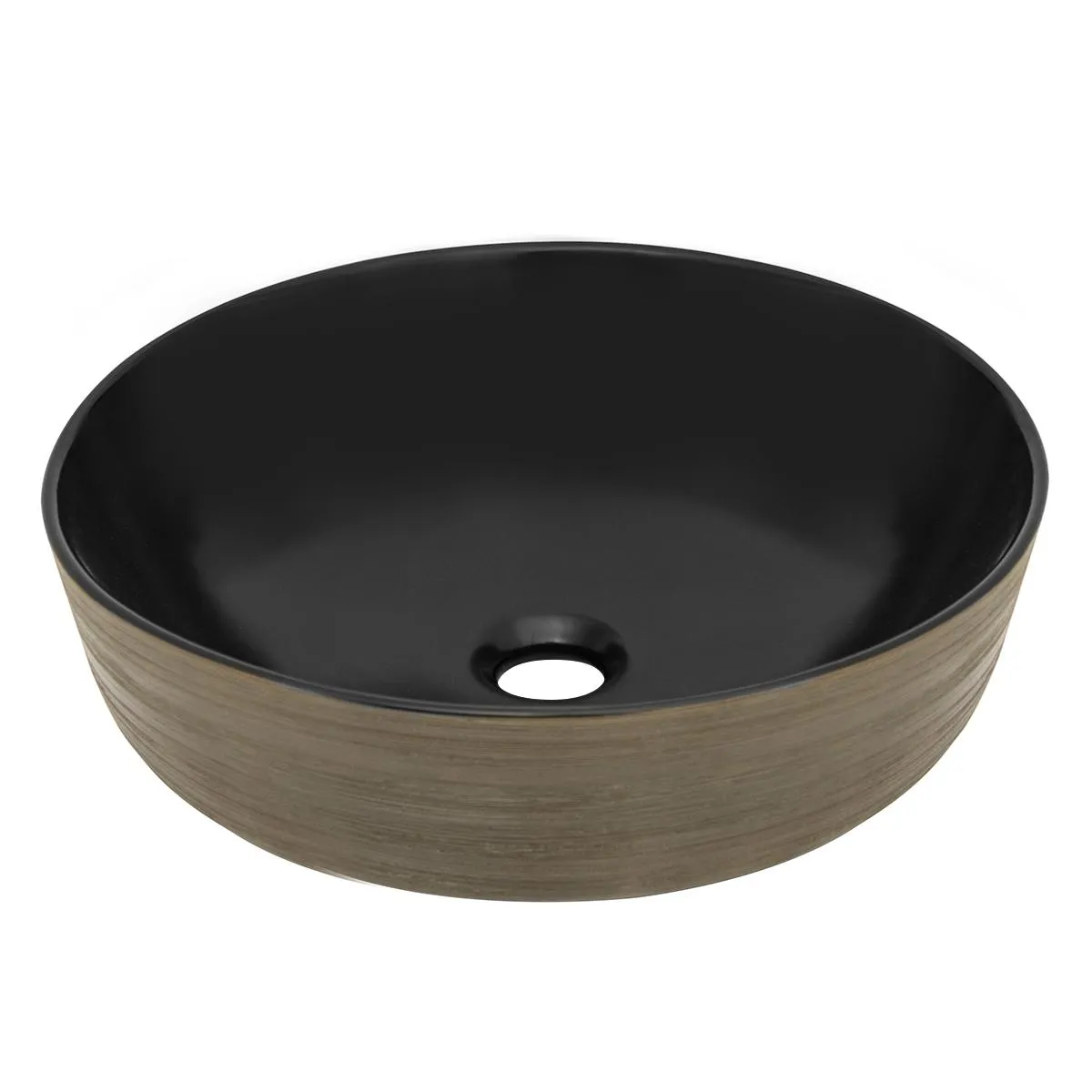 TREBOL - Bowl de Loza Mod Circular Negro Matte 41x41x13cm