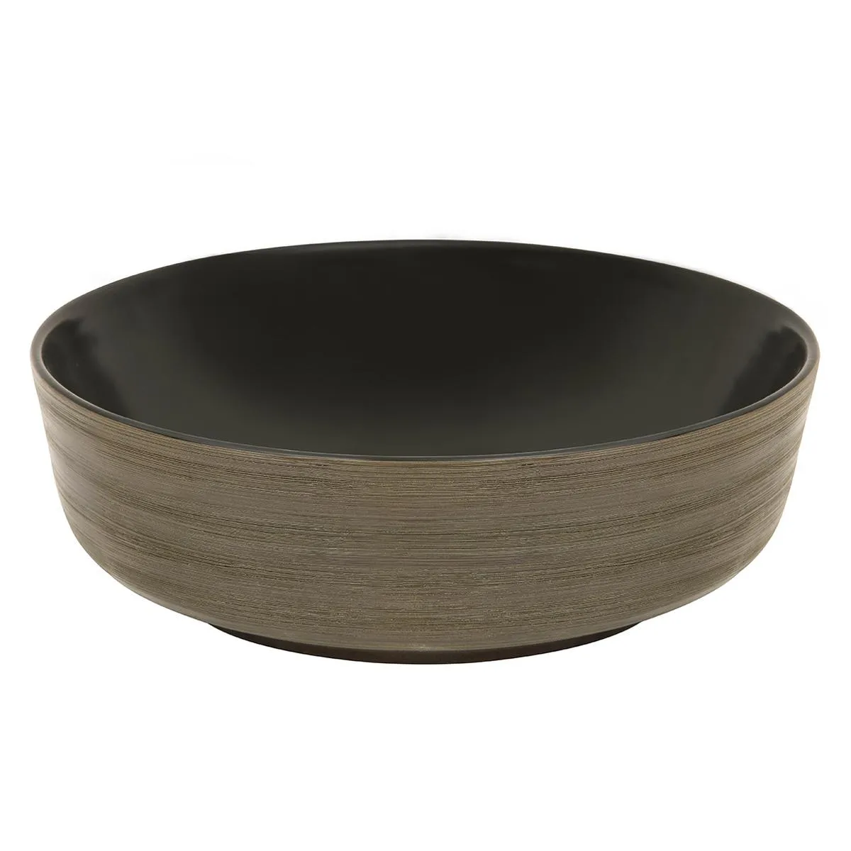 TREBOL - Bowl de Loza Mod Circular Negro Matte 41x41x13cm