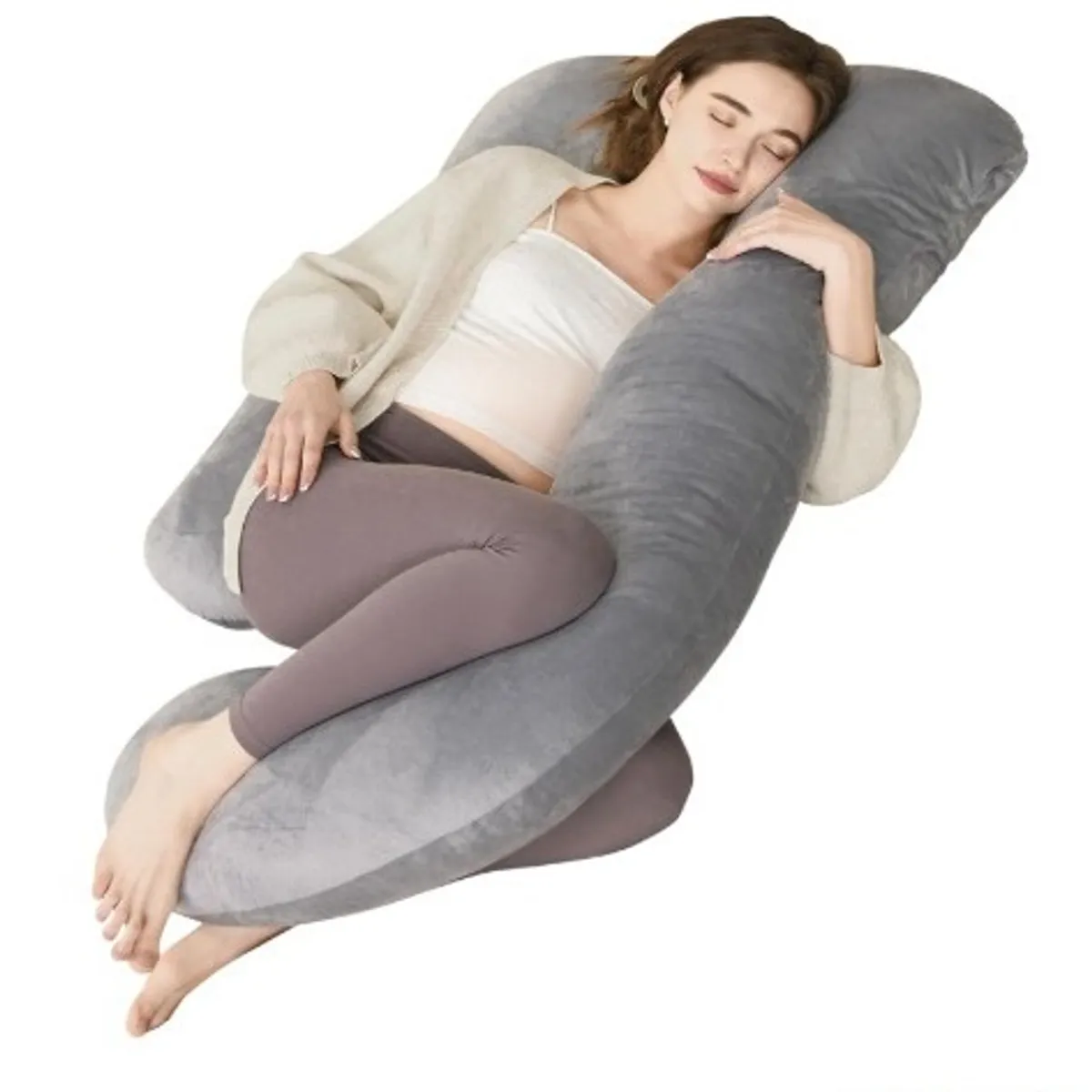 GENERICO - Almohada Multi Postural para Embarazo y Lactancia Plomo