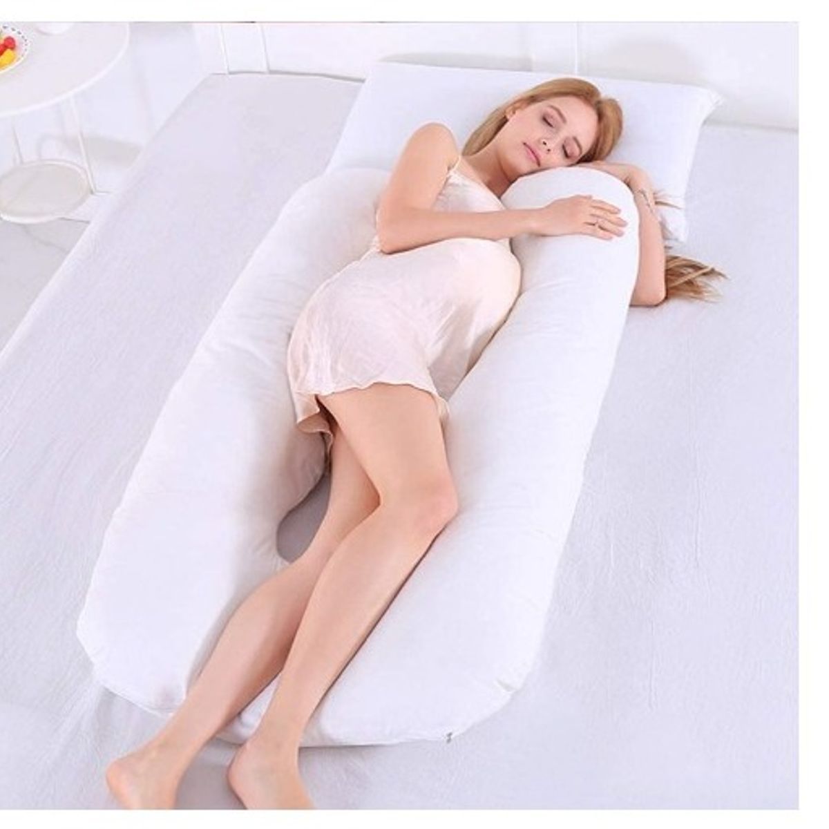 GENERICO - Almohada Multi Postural para Embarazo y Lactancia Blanco