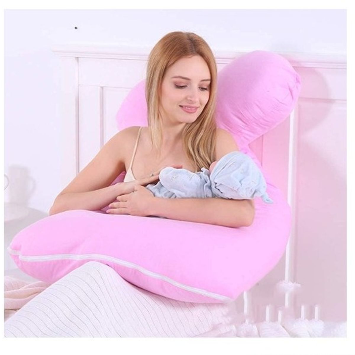 GENERICO - Almohada Multi Postural para Embarazo y Lactancia Rosado