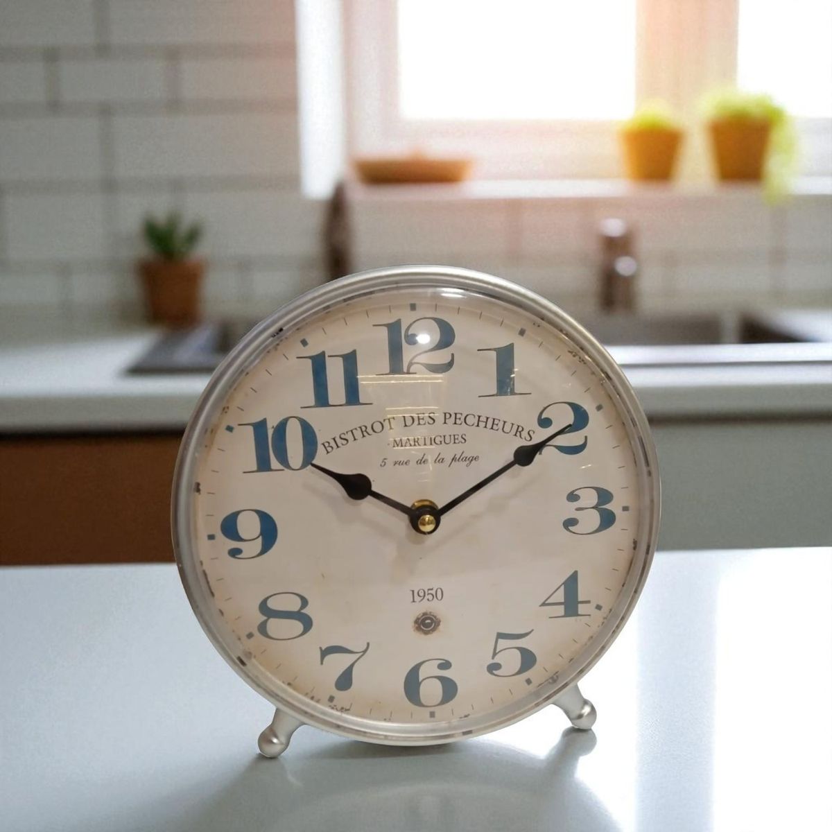 GENERICO - Reloj De Mesa De Metal Estilo Retro Celeste