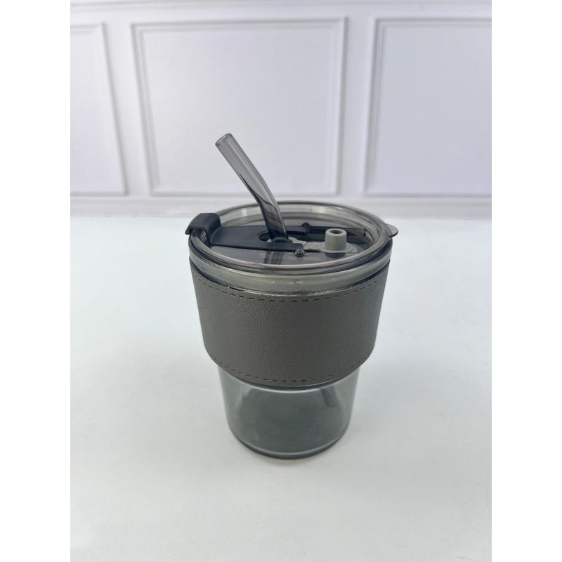 GENERICO - Taza de Vidrio  con sorbete 400 ml Griss