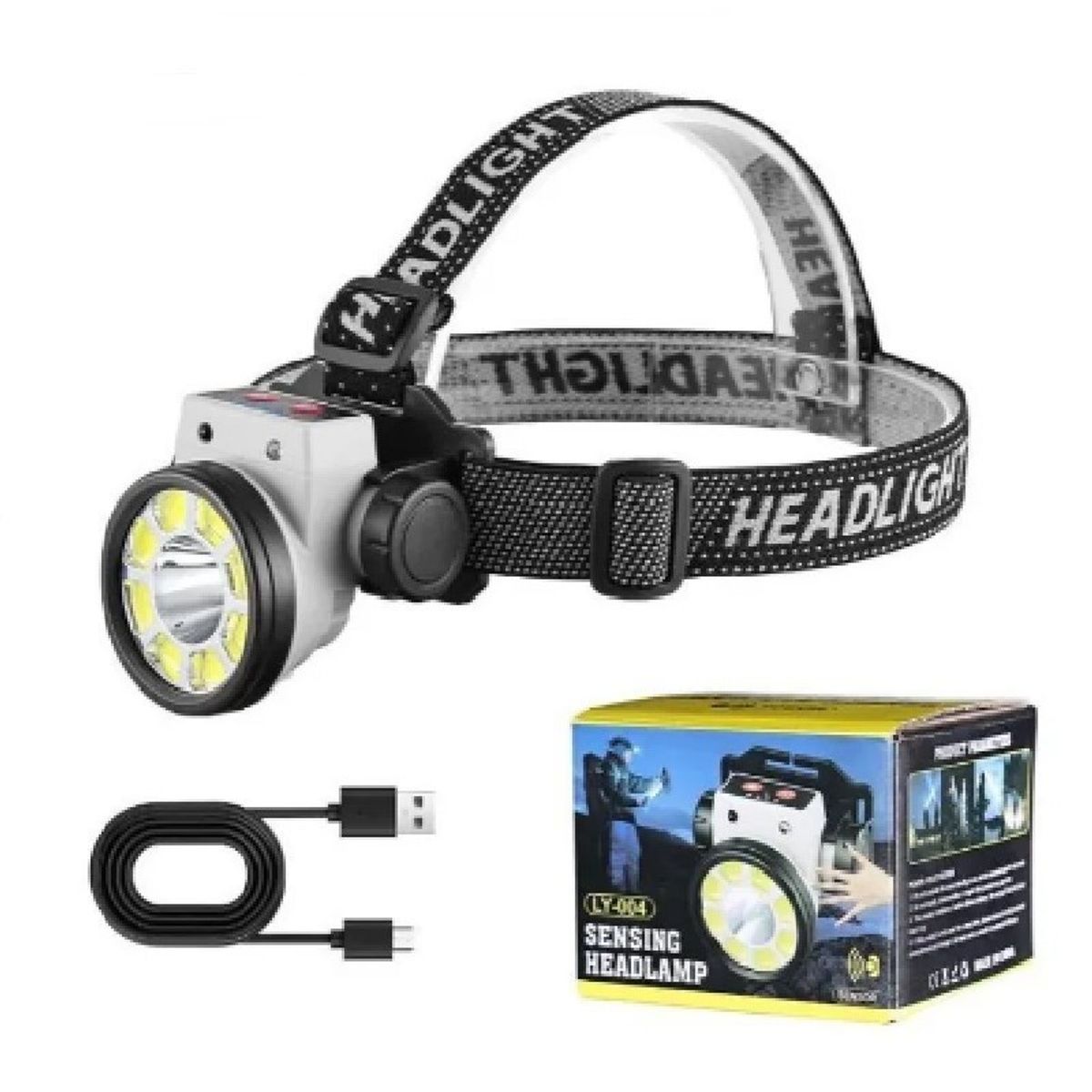 GENERICO - Linterna Frontal con Sensor LED de Búsqueda para Acampar Recargable