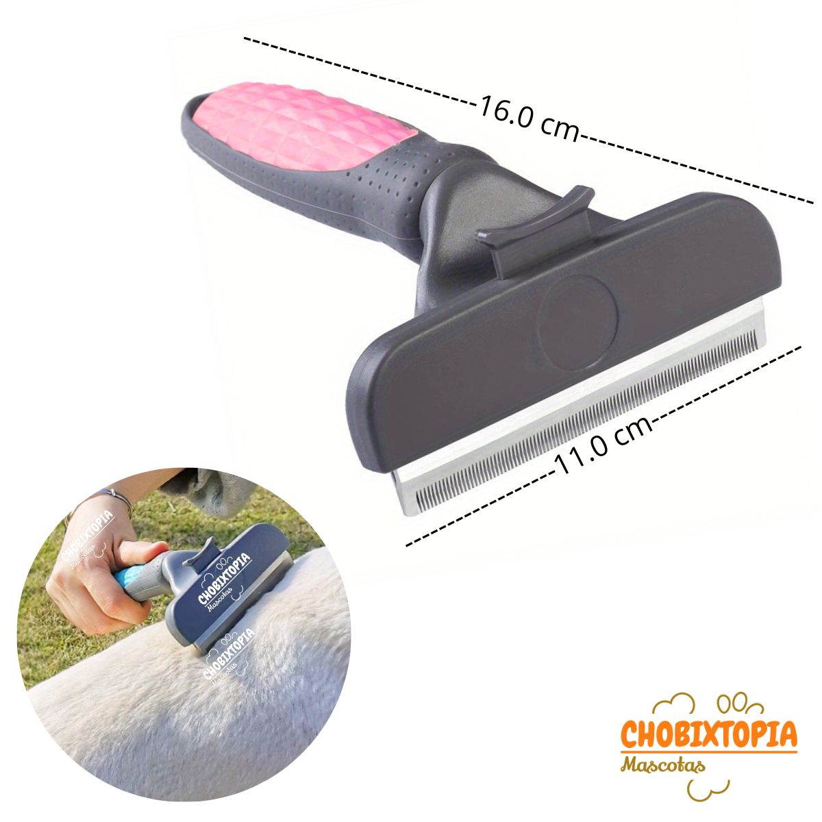 GENERICO - CEPILLO ELIMINA PELO INTERNA EXTERNO PERRO-GATO-ROSA T-G