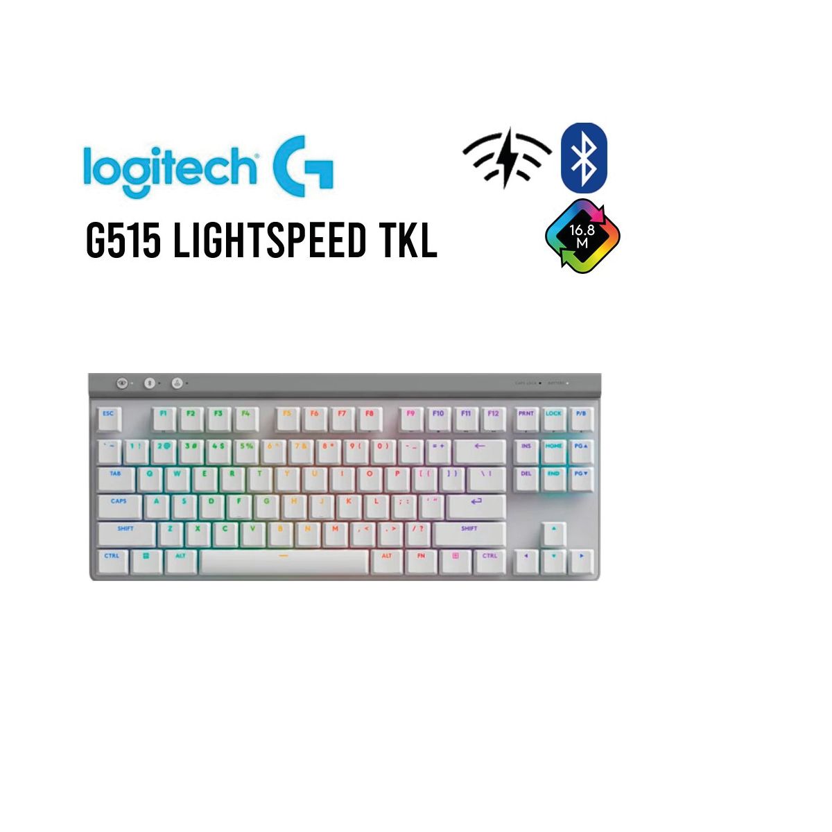 LOGITECH - Teclado Logitech G515 TKL LightspeedBT RGB Blanco 920-012535