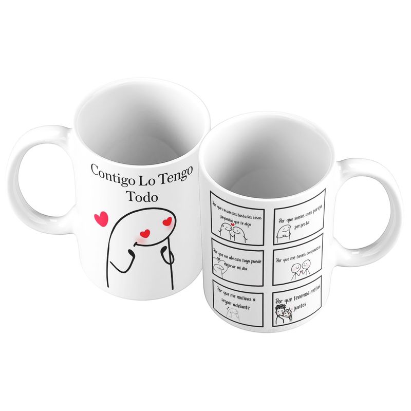 GENERICO - Taza Mug 11oz CONTIGO LO TENGO TODO - BLANCO