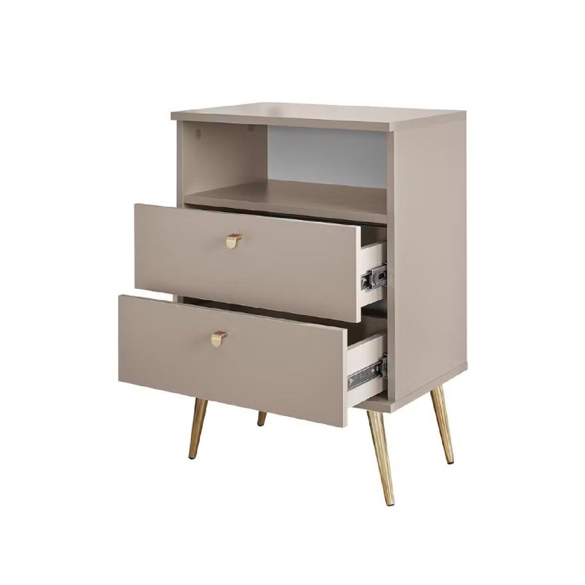 GENERICO - Velador Mesa de Noche Moderno Paulina Beige R&R MUEBLES