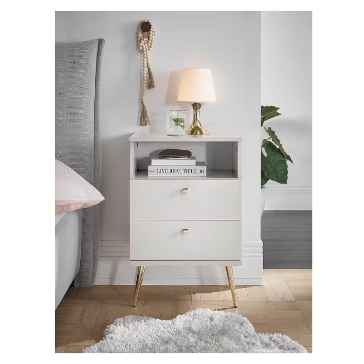 GENERICO - Velador Mesa de Noche Moderno Paulina Blanco R&R MUEBLES