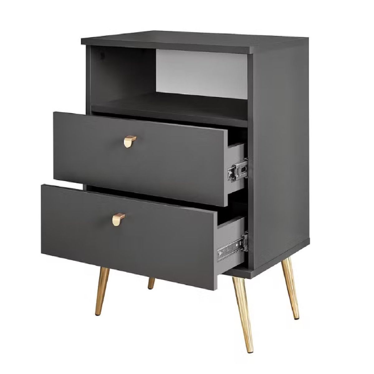 GENERICO - Velador Mesa de Noche Moderno Paulina Negro R&R MUEBLES