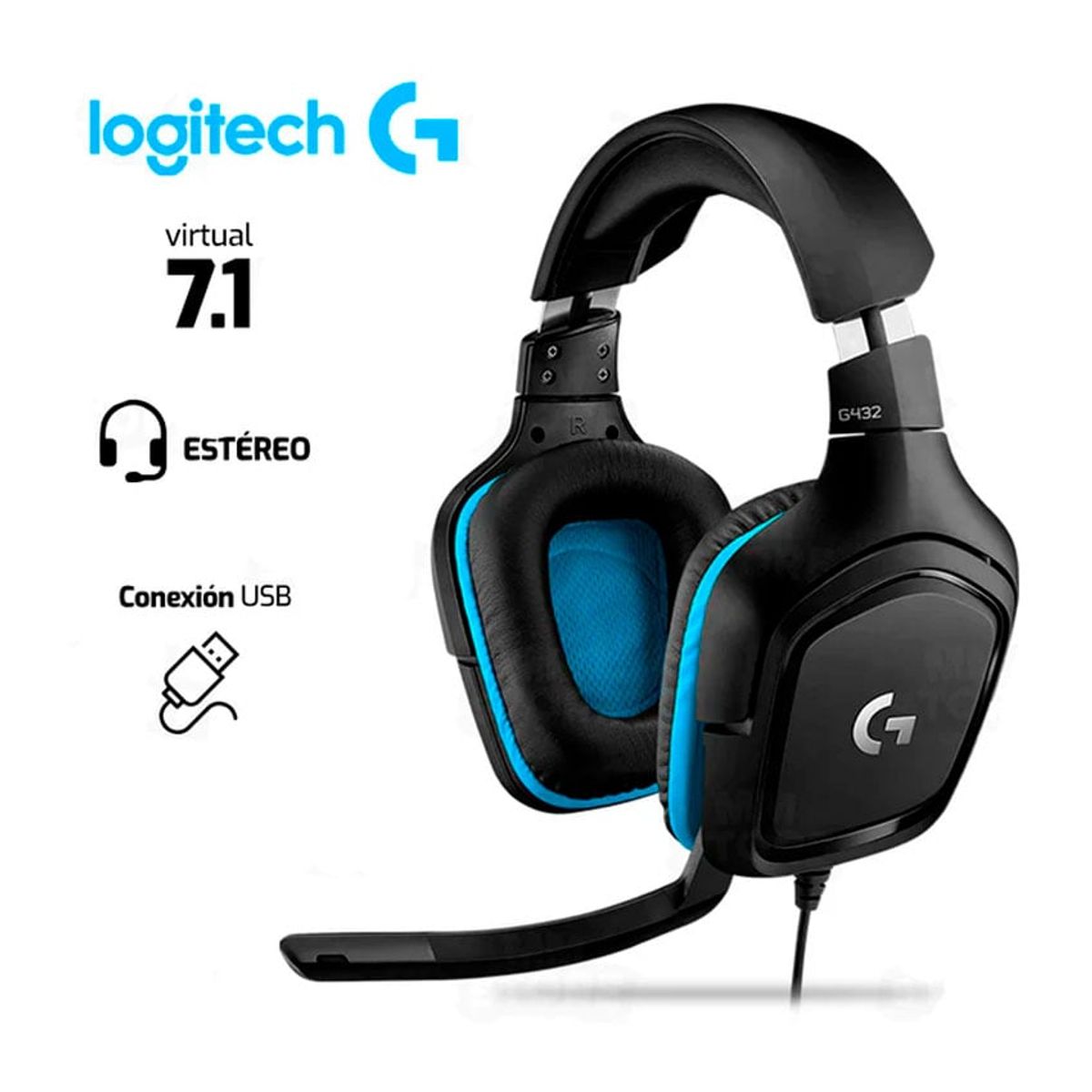 LOGITECH - Logitech G432 7.1 Black Auriculares Gaming con Sonido Surround