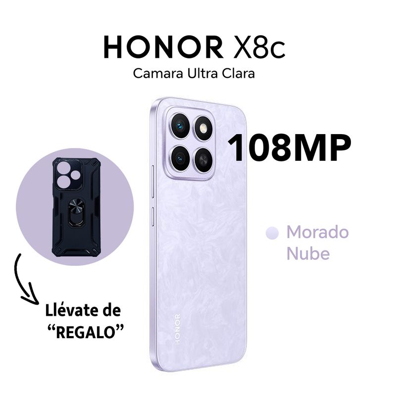 HONOR - HONOR X8C 8GB RAM 256GB COLOR MORADO NUBE CON ESTUCHE DE REGALO