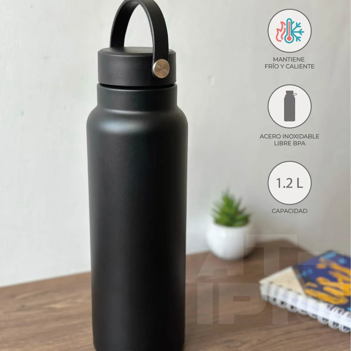 ATIPIC - Tomatodo de acero inoxidable 1.2 L Negro mate