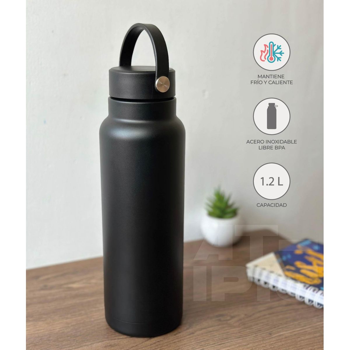 ATIPIC - Tomatodo de acero inoxidable 1.2 L Negro mate