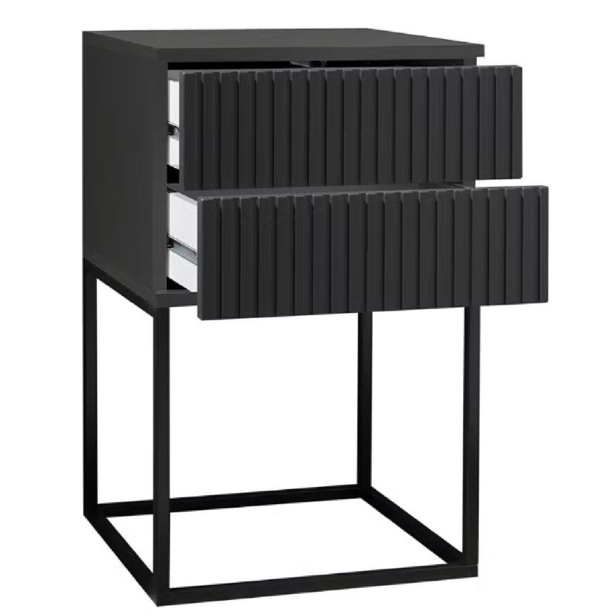 GENERICO - Velador Moderno Prado Negro 2 Cajones R&R MUEBLES