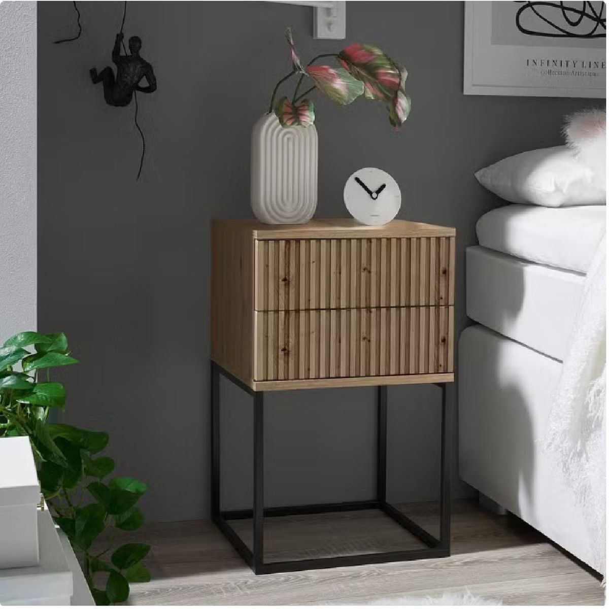 GENERICO - Velador Moderno Prado Duna 2 Cajones R&R MUEBLES