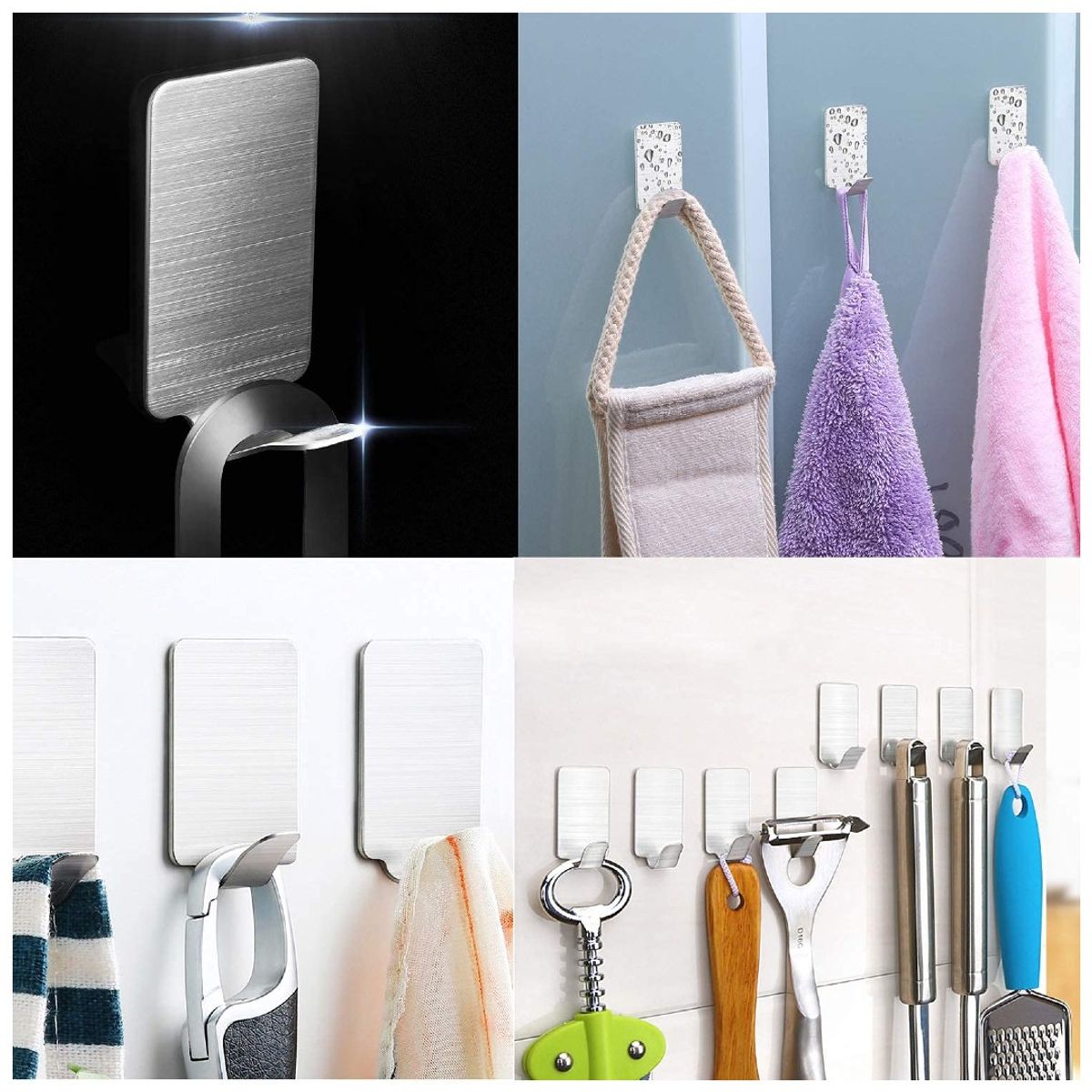 TODO FIT - Gancho Colgador Autoadhesivo x3 Multiusos Plateado