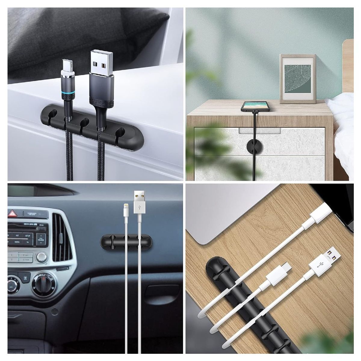 GENERICO - Organizador de Cables USB Autoadhesivo para Oficina Escritorio