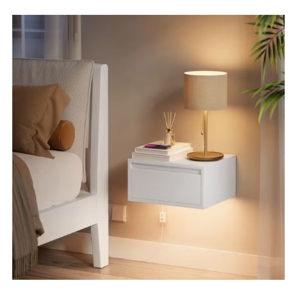 GENERICO - SET X 2 Veladores Flotantes con Luz Led Betsy Blanco R&R MUEBLES
