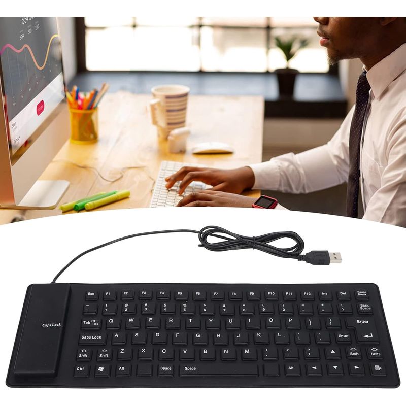 GENERICO - TECLADO BLUETOOTH FLEXIBLE SILICONA IMPERMEABLE USB PC ANDROID IOS