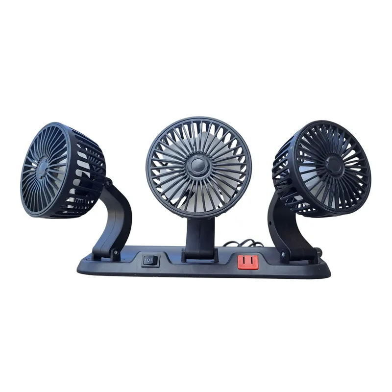 GENERICO - Ventilador para Vehículos Triple cabeza Giratorio 360