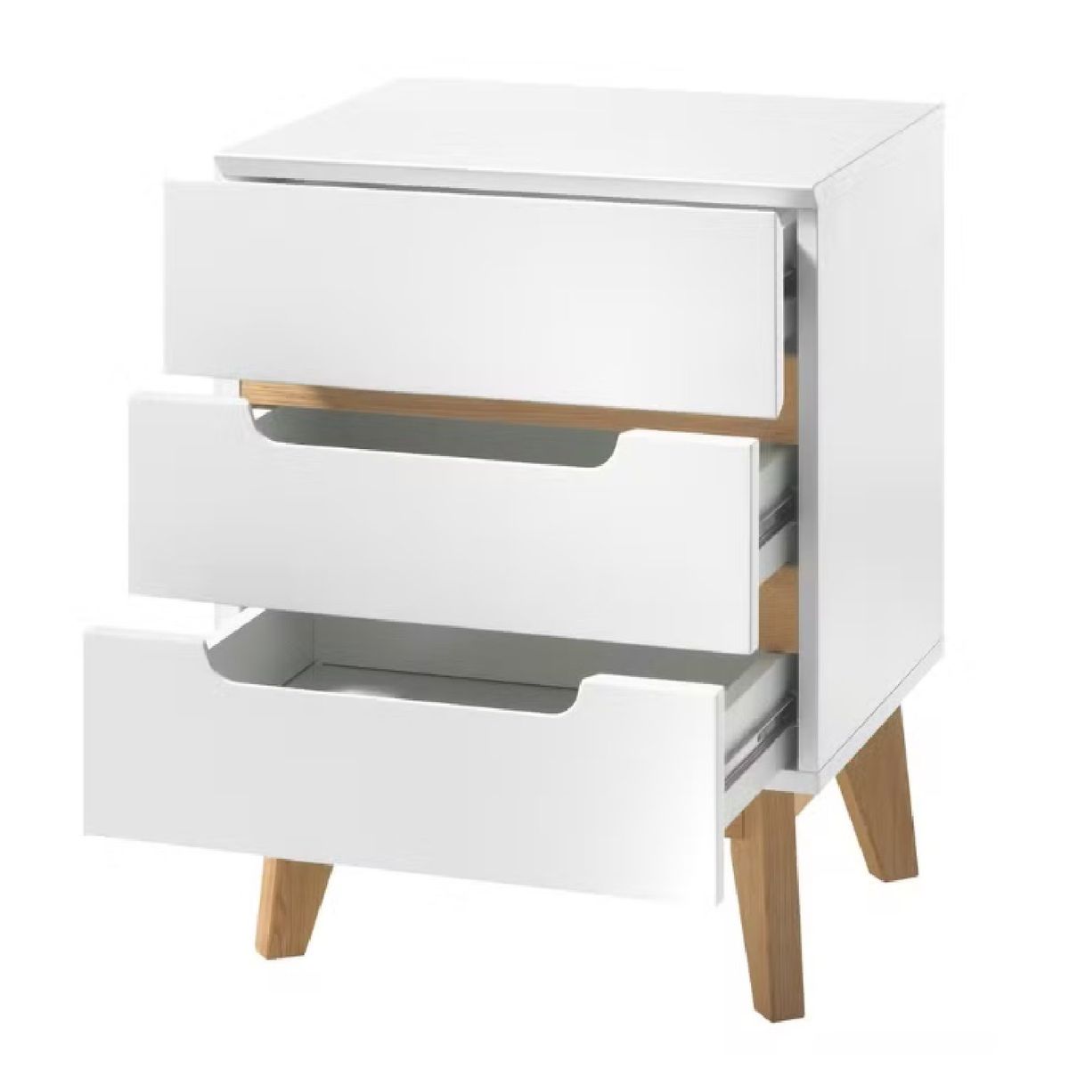 GENERICO - Velador Vintage Mapi 3 Cajones Blanco R&R MUEBLES