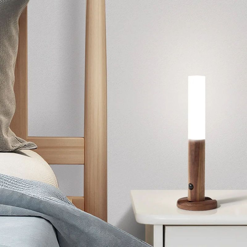 GENERICO - Lámpara de madera con Sensor de cuerpo humanode pared con carga USB