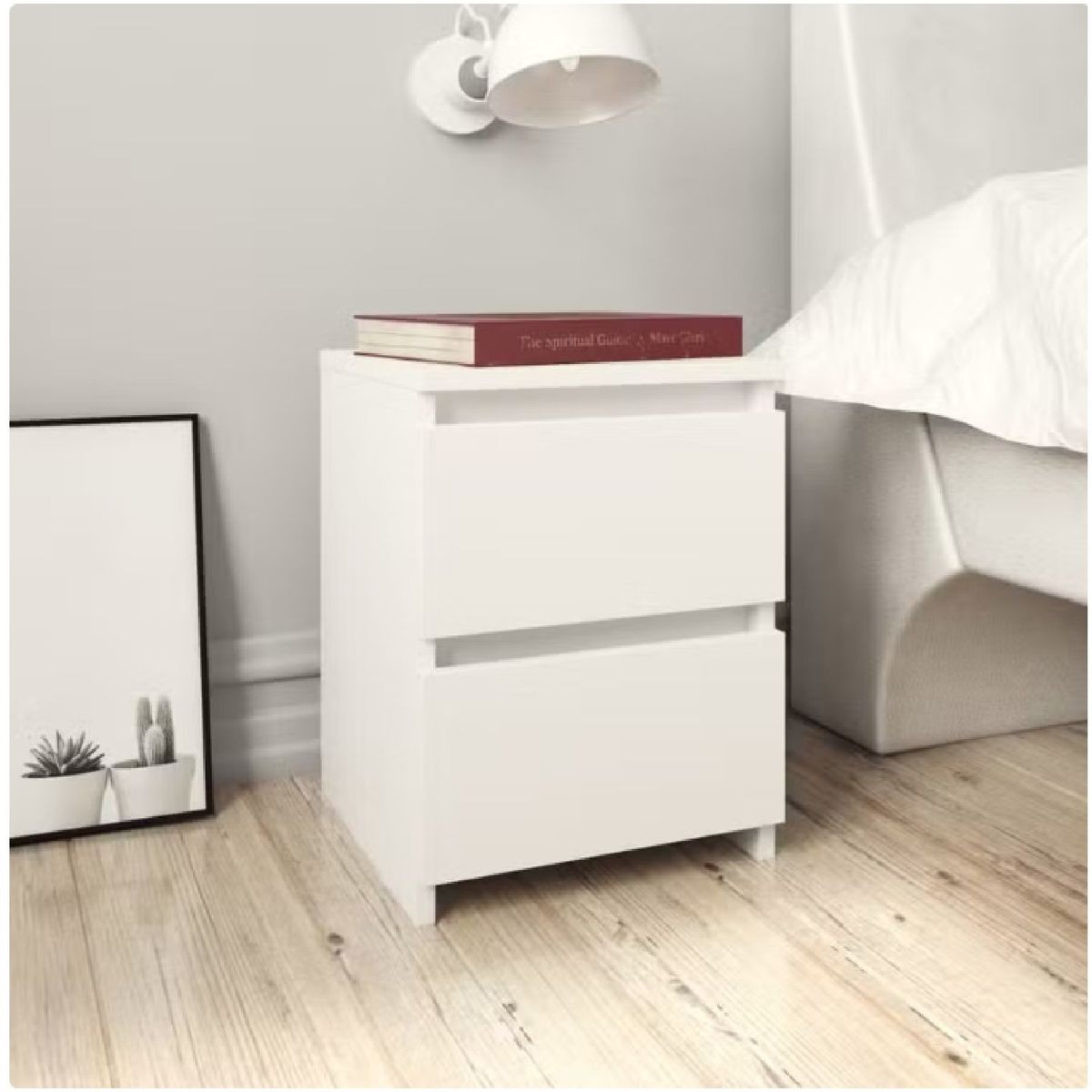 GENERICO - Velador Moderno Cori 2 Cajones Blanco R&R MUEBLES
