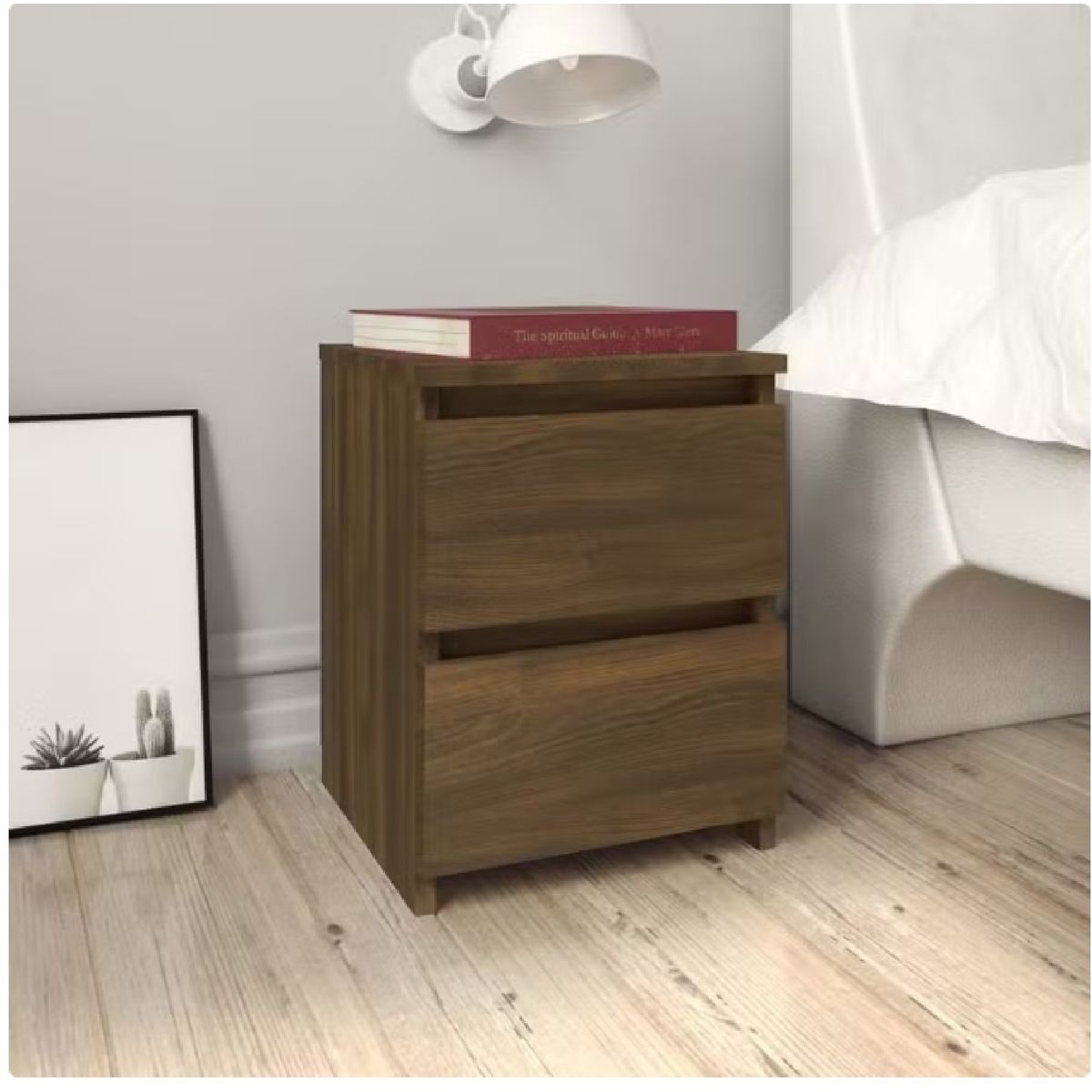 GENERICO - Velador Moderno Cori 2 Cajones Marrón R&R MUEBLES