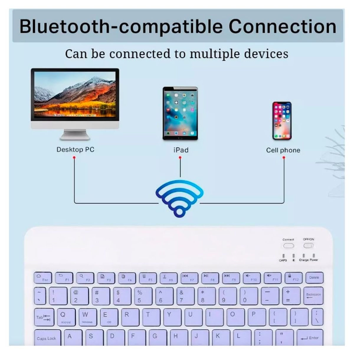 GENERICO - Kit Teclado Y Mouse Bluetooth Morado Recargable Pc Tablet  iPad Morado