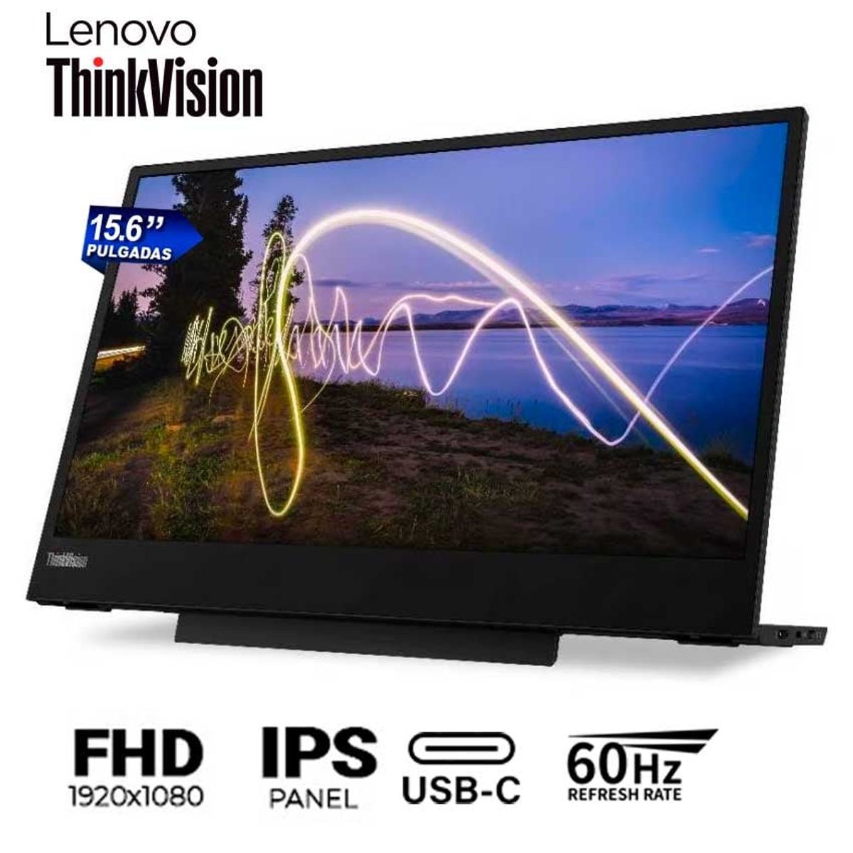 LENOVO - Monitor Portátil Lenovo ThinkVision M15 Full HD IPS USB-C Ultraligero