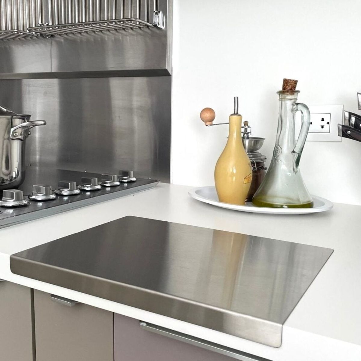 GENERICO - Tabla de picar en acero inoxidable 40cm x 27.5 cm x 2.5 cm